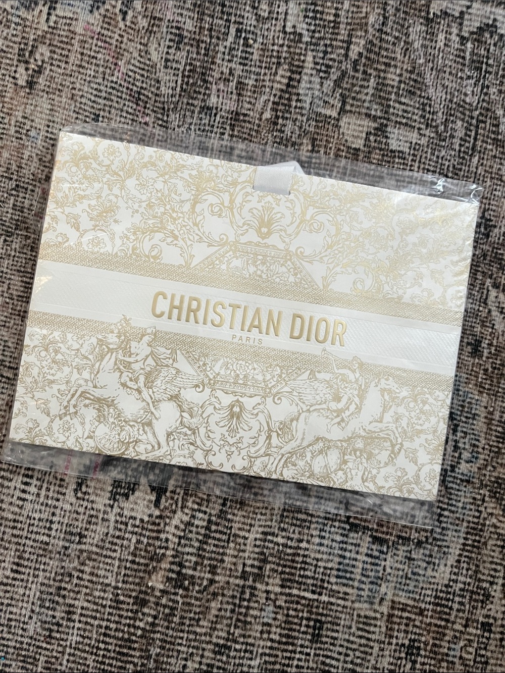 Christian Dior Cream and Gold Ornate gift bag